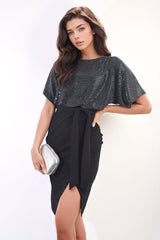 Fatima Tie Waist Sequin Midi Women Dress – Elegant Sparkly Party Outfit-0