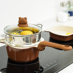 Little Bear Baby Food Cooking Orange Pot Set | Cute Steaming Cookware-1