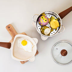 Little Bear Baby Food Cooking Orange Pot Set | Cute Steaming Cookware-2