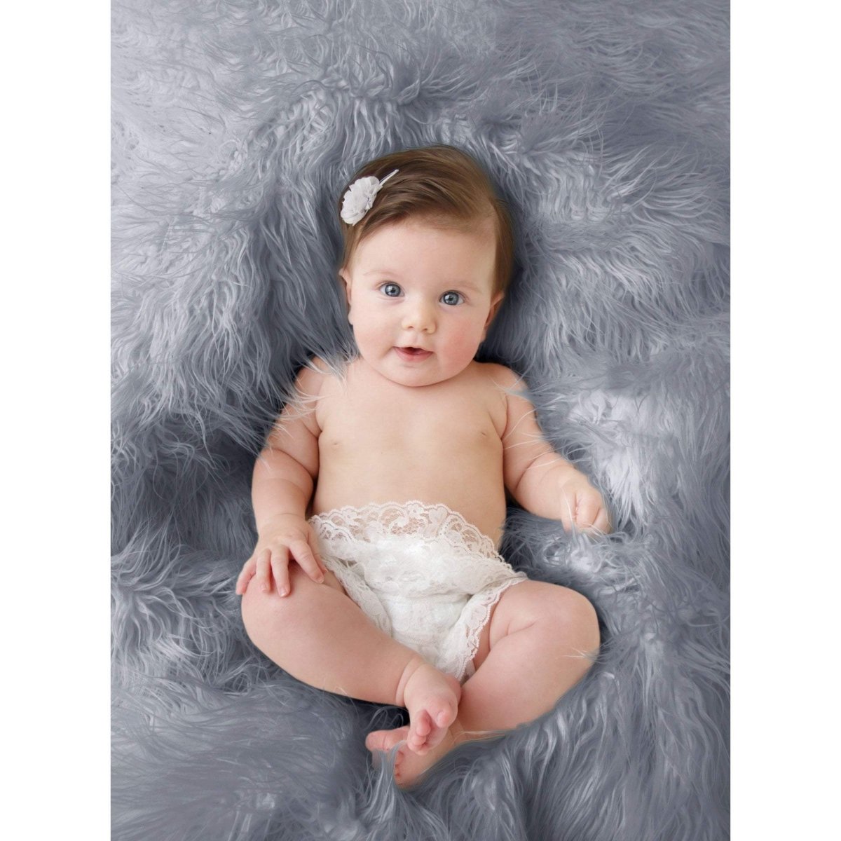 Luxury Faux Fur Baby Blanket  - grey-0