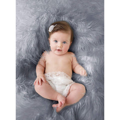 Luxury Faux Fur Baby Blanket  - grey-0