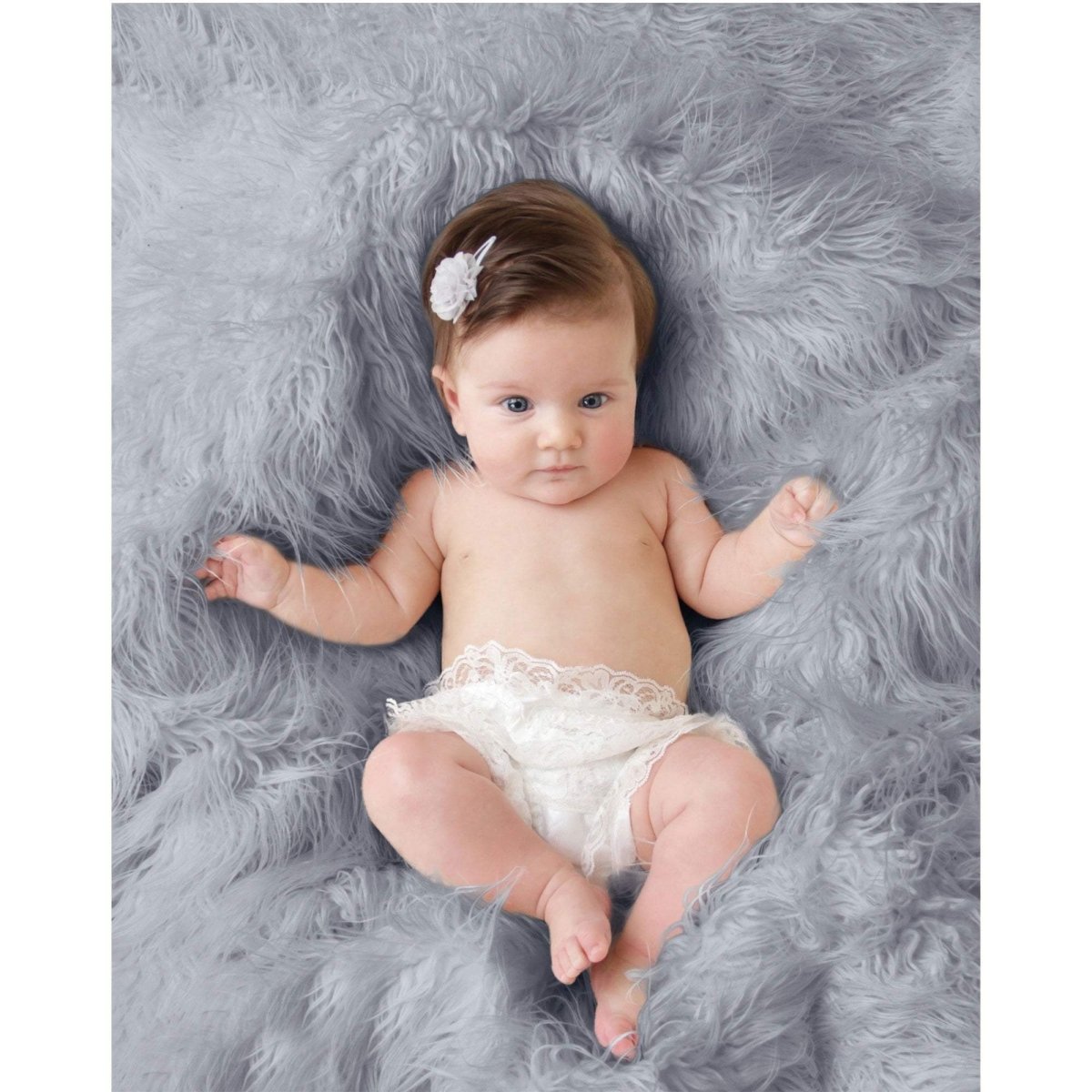 Luxury Faux Fur Baby Blanket  - grey-2