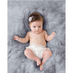 Luxury Faux Fur Baby Blanket  - grey-2