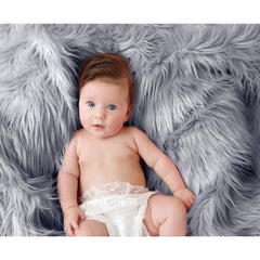 Luxury Faux Fur Baby Blanket  - grey-1