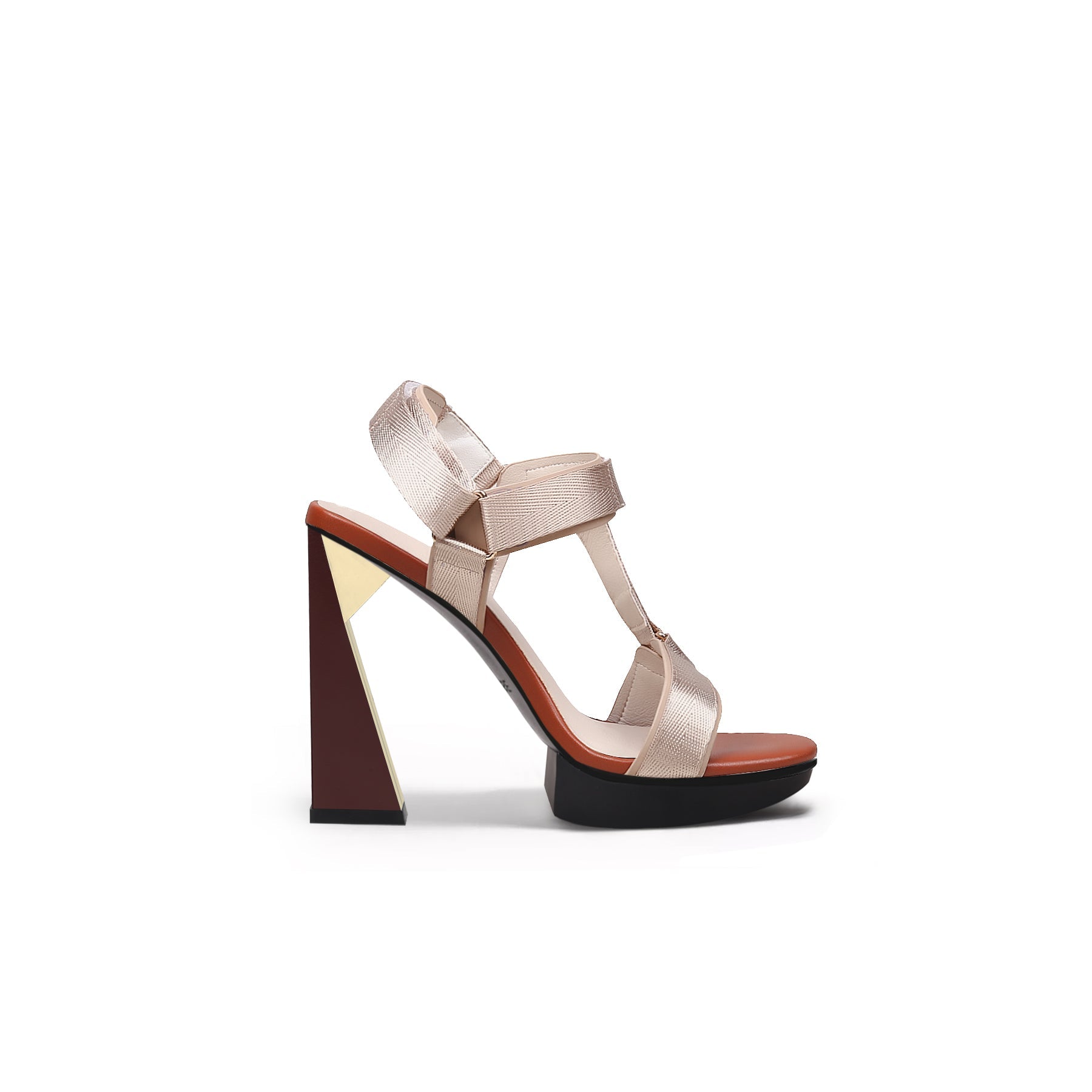Multi-Strap Triangular Geometric Heels for Women-2