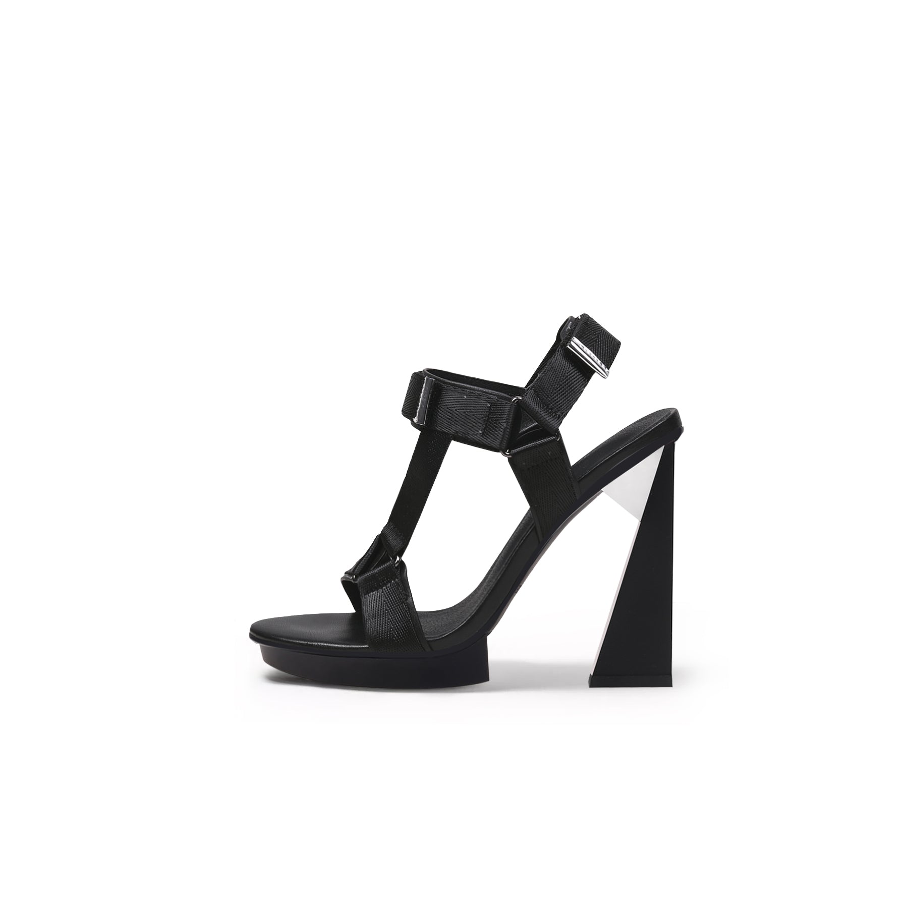 Multi-Strap Triangular Geometric Heels for Women-5