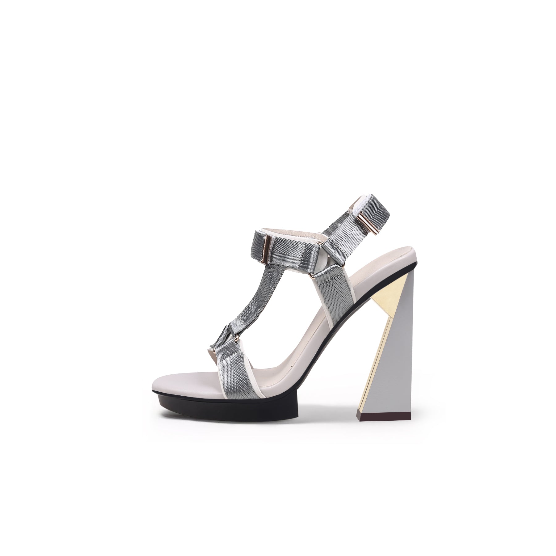 Multi-Strap Triangular Geometric Heels for Women-6