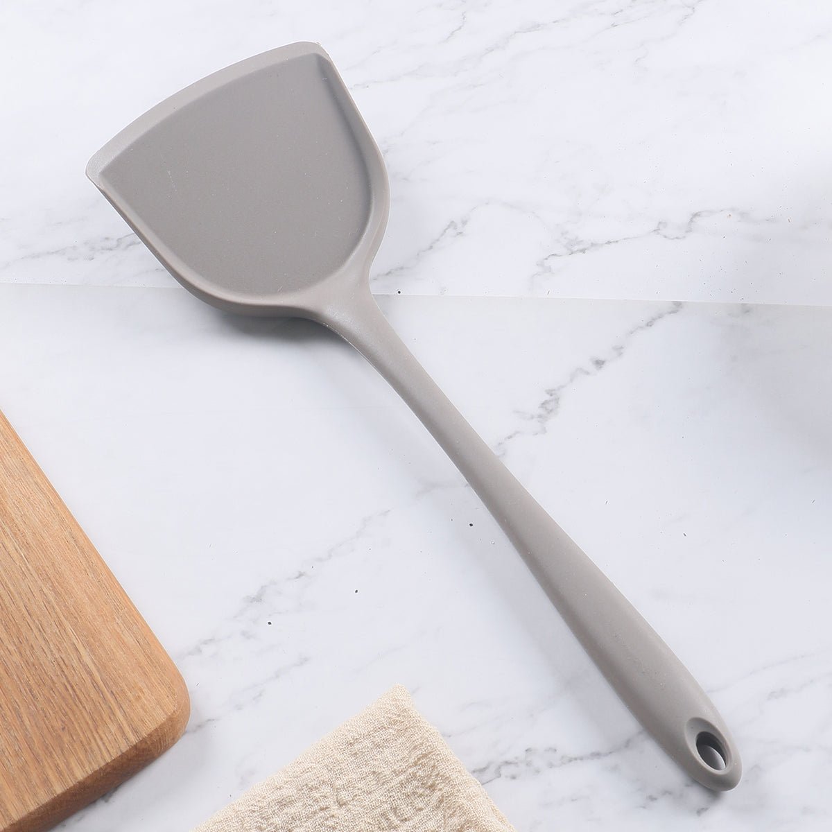 Nordic High Heat Proof Grey Silicone Turner - Heat-Resistant Non-Stick Cooking Utensil-3