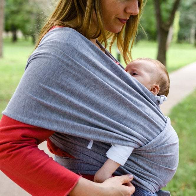 Organic Baby Wrap Carrier - Grey Melange-4