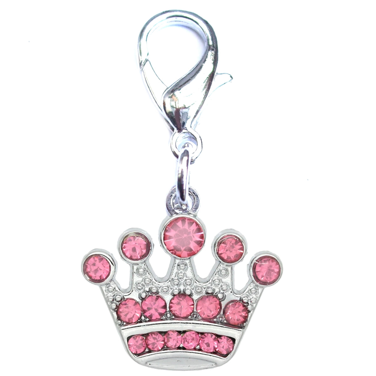 Crystal Crown Dog & Cat Collar Charm – Silver with Sparkling Crystals-1