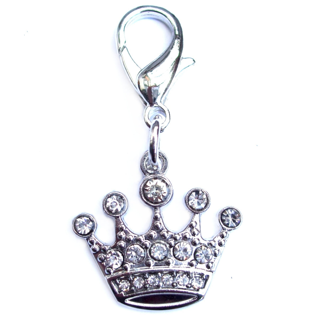 Crystal Crown Dog & Cat Collar Charm – Silver with Sparkling Crystals-0