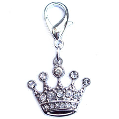 Crystal Crown Dog & Cat Collar Charm – Silver with Sparkling Crystals-0
