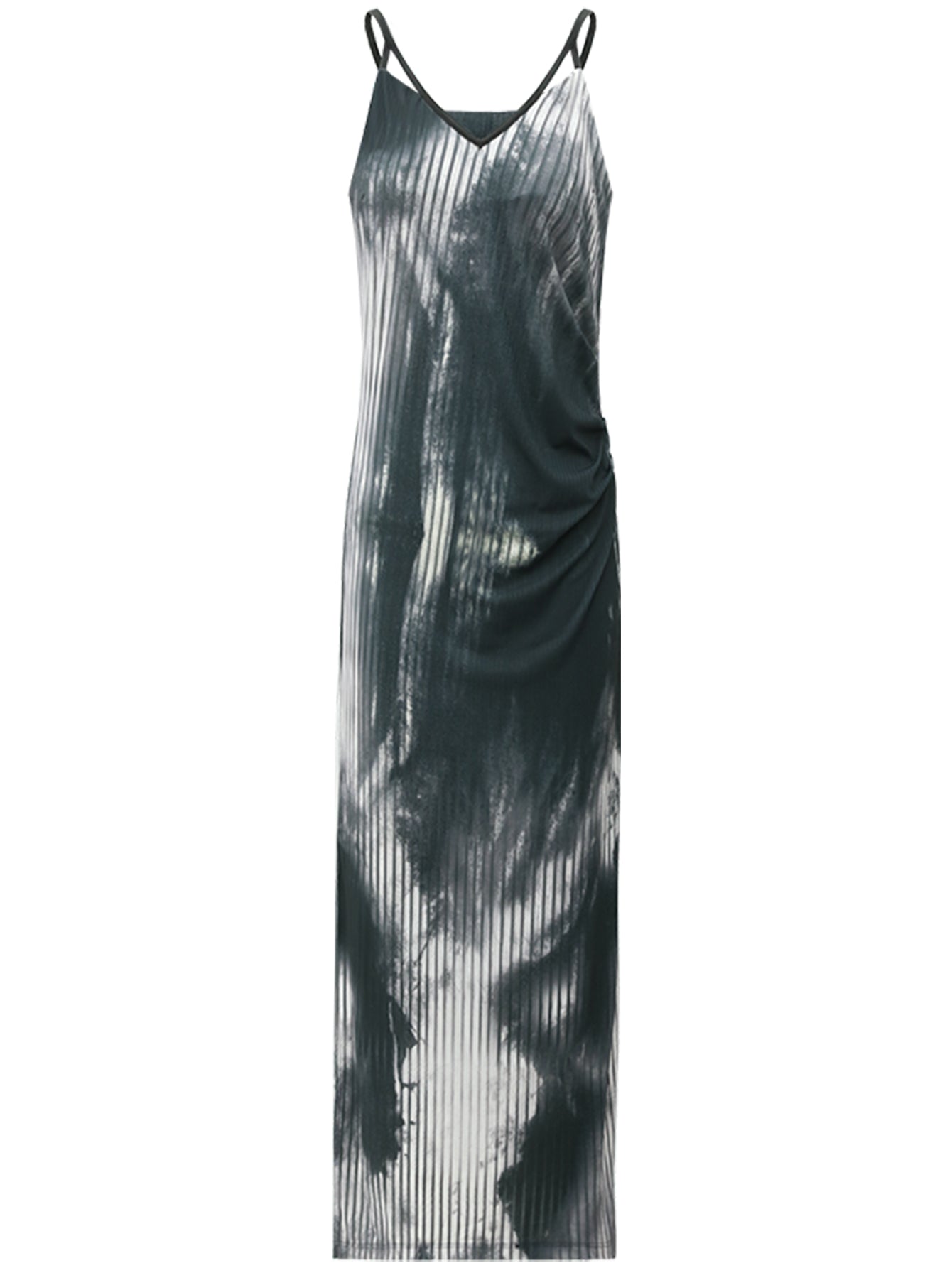 Black Tie-Dye Ink-Wash Cami Dress | Elegant Sheer Evening Slip Dress for Women-3