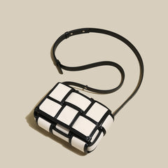 Woven Black & White Top Handle Bag | Chic Day-to-Night Handbag-2
