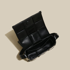 Woven Black & White Top Handle Bag | Chic Day-to-Night Handbag-3